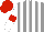 Silk - grey, white stripes, white sleeves, red armlets, red cap