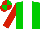 Silk - Green body, white stripe, red arms, red cap, green quartered