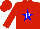 Silk - Red, white, white 'p' in blue star outline, red sleeves, white and red cap