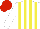 Silk - White and yellow stripes, red cap