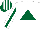 Silk - White, dark green triangle, dark green stripe on sleeves, dark green and white striped cap