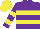 Silk - Purple, two yellow hoops, yellow hoops on sleeves, yellow cap