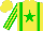 Silk - Yellow, green star and braces, green stripes on sleeves, yellow cap
