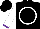 Silk - Black, white circle emblem, white & purple 'castro' white sleeves, purple cuffs