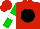 Silk - Red, black spot, white band on green sleeves, red cap