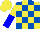 Silk - Yellow and royal blue blocks, yellow and blue halved sleeves