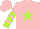 Silk - Pink, lime green star, lime green chevrons and cuffs on sleeves