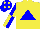 Silk - Yellow, blue triangle, quartered sleeves, blue cap, yellow diamonds