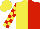 Silk - Yellow and red vertical halves,red blocks on yellow sleeves