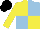 Silk - Yellow body, light blue quartered, yellow arms, black cap