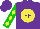 Silk - Purple, purple 'ff' on yellow ball, green and yellow diamonds on sleeves