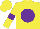 Silk - Yellow, purple ball, purple armlets on sleeves