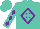 Silk - Turquoise, purple 'c' in purple diamond frame, purple diamond seam on sleeves