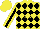 Silk - Yellow, black diamonds,yellow 'dd' on black stripe on yellow sleeves