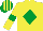 Silk - Yellow, emerald green diamond and armlets, emerald green and yellow striped cap