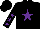 Silk - Black, purple star, purple stars on black sleeves, black cap