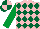 Silk - Pink and dark green diamonds, emerald green sleeves, dark green and pink quartered cap