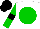 Silk - White body, green disc, green arms, black armlets, black cap