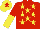 Silk - Red, yellow stars, halved sleeves, yellow cap, red star