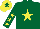 Silk - Dark green, yellow star, yellow stars on sleeves, yellow cap, dark green star