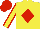 Silk - Yellow, red diamond, red seams on sleeves, red cap