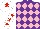 Silk - Purple & pink diamonds, white sleeves, red stars, white cap, red star
