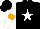 Silk - Black, white star, white sleeves, orange hoop