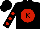 Silk - Black, black 'k' on red ball, red dots on sleeves