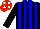 Silk - black, blue stripes, black sleeves, white spots on red cap