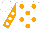 Silk - White, orange dots, orange sleeves, white dots