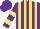 Silk - Purple and yellow stripes, yellow hoops on purple  sleeves