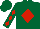 Silk - Forest green, red diamond, red diamonds on sleeves, forest green cap