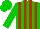 Silk - Green, white & red vertical stripes