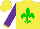 Silk - Yellow, green fleur de lys, yellow cuffs on purple sleeves