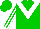 Silk - Green, White 'v', White Stripes On Sleeves, Green Cap