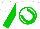 Silk - White, green circled horseshoe, green sleeves, white cap