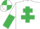 Silk - White, Emerald Green Cross of Lorraine, halved sleeves,quartered cap