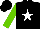 Silk - Black, white star, light green sleeves
