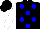 Silk - Black, blue dots, white sleeves