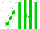 Silk - White, green 'ra' green panels, green diamond stripe on white sleeves