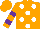 Silk - Orange, white spots, purple bars on sleeves