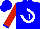 Silk - Blue, white horseshoe with 'p/j', red sleeves, blue cuffs