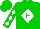 Silk - Green, green 'e', '3' on white diamond, white diamond stripe on sleeves