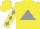 Silk - Yellow, gray 'k' in triangle, gray diamonds on sleeves