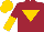 Silk - Maroon, gold inverted triangle and nd, maroon and gold halved sleeves, gold cap