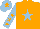 Silk - Orange, light blue star, light blue sleeves, orange stars, light blue cap, orange star