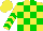 Silk - Yellow, green emblem, green blocks, green chevrons on sleeves