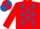 Silk - Red, royal blue stars, red sleeves, quartered cap