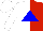 Silk - White and red halved, blue triangle