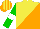 Silk - Yellow and orange halved diagonally, green sleeves, white armlets,orange and yellow striped cap
